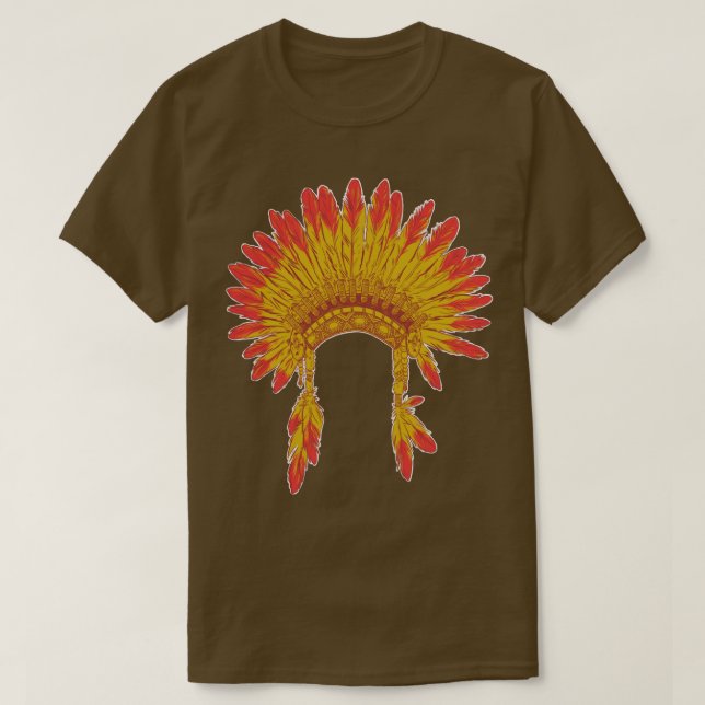 Camiseta Um Headdress de penas dos chefes (Frente do Design)