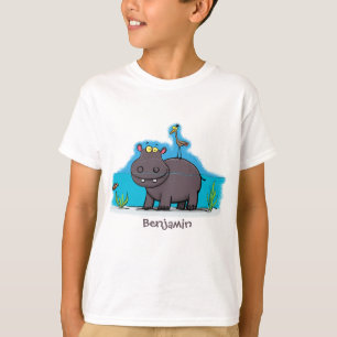 Camiseta Um hipopótamo engraçado bonito com desenhos animad
