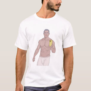 Camiseta Um homem com cabelos de cinza muscular a fazer sel
