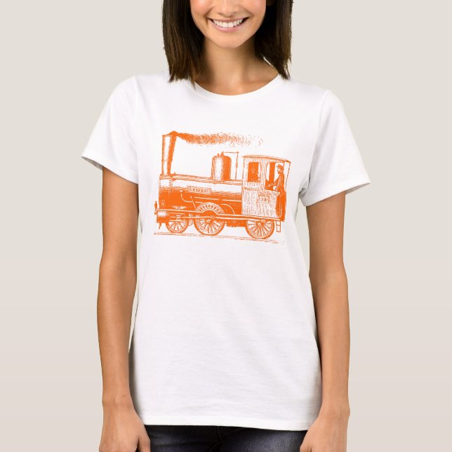 Camiseta Um homem e seu trem - Laranja (Frente)