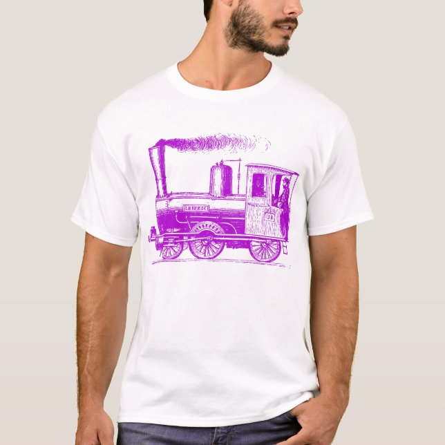 Camiseta Um homem e seu trem - Roxo (Frente)