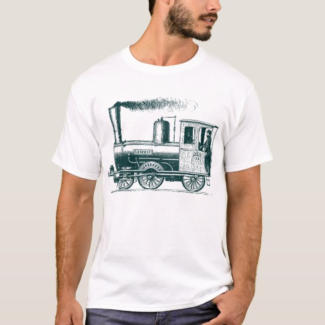 Camiseta Um homem e seu trem - Verde escuro (Frente)