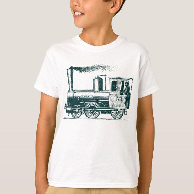 Camiseta Um homem e seu trem - Verde escuro (Frente)
