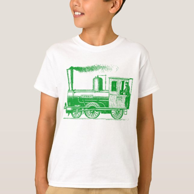 Camiseta Um homem e seu trem - verde-grama (Frente)