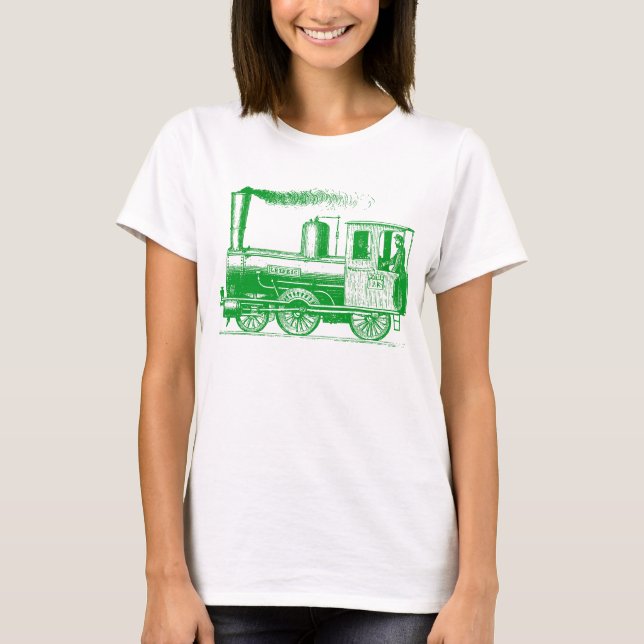Camiseta Um homem e seu trem - verde-grama (Frente)