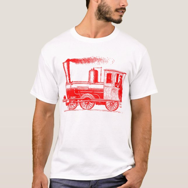 Camiseta Um homem e seu trem - Vermelho (Frente)