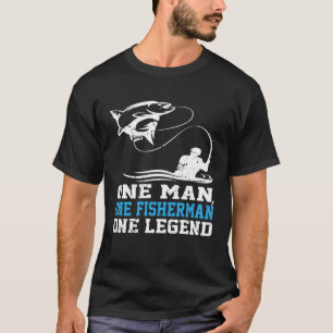 Camiseta Um Homem Um Pescador Uma Lenda Linha de Pesca Ganc
