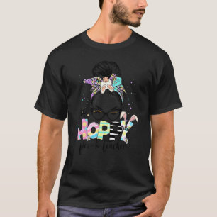 Camiseta Um Hoppy Pre K Professor Bunny Leopard Messy Bun E
