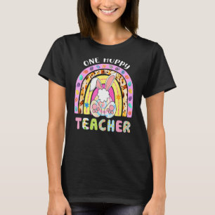 Camiseta Um Hoppy Teacher Páscoa Rainbow Felz pascoa Day