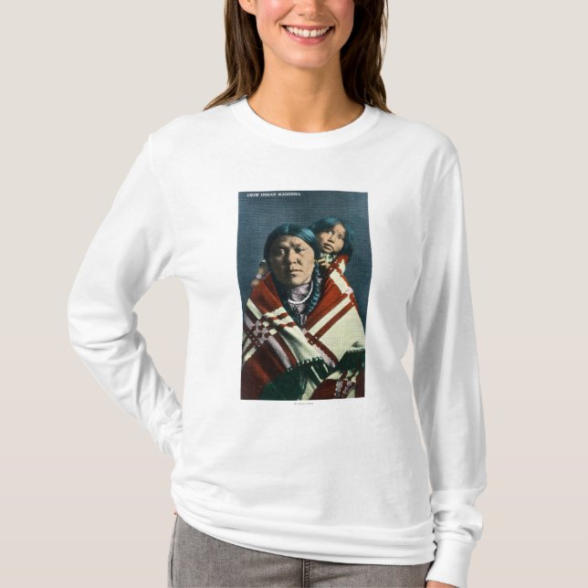 Camiseta Um indiano Madonna do corvo e criança (Frente)