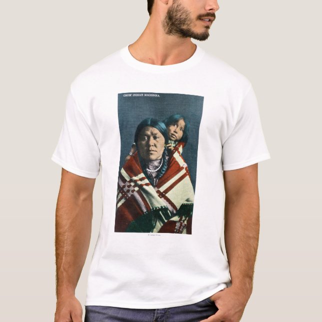 Camiseta Um indiano Madonna do corvo e criança (Frente)