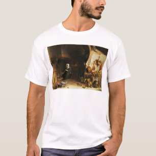 Camiseta Um interior da cozinha com uma menina de empregado