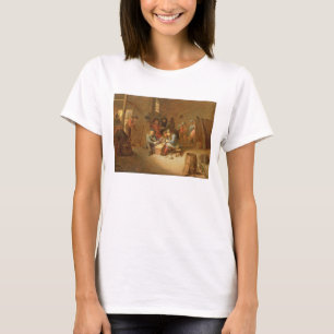 Camiseta Um interior do Guardroom com os cartões de jogo