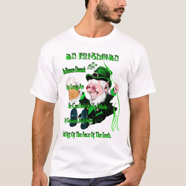 Camiseta Um Irlandês está nunca bêbedo…. (Frente)