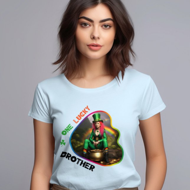 Camiseta Um Irmão Sortudo - Festa de Dança Verde Brilhante (Criador carregado)