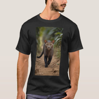 Camiseta Um jaguarundi majestoso caminhando em um caminho s