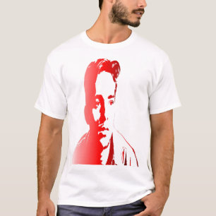 Camiseta um jovem, rendido em tons de vermelho
