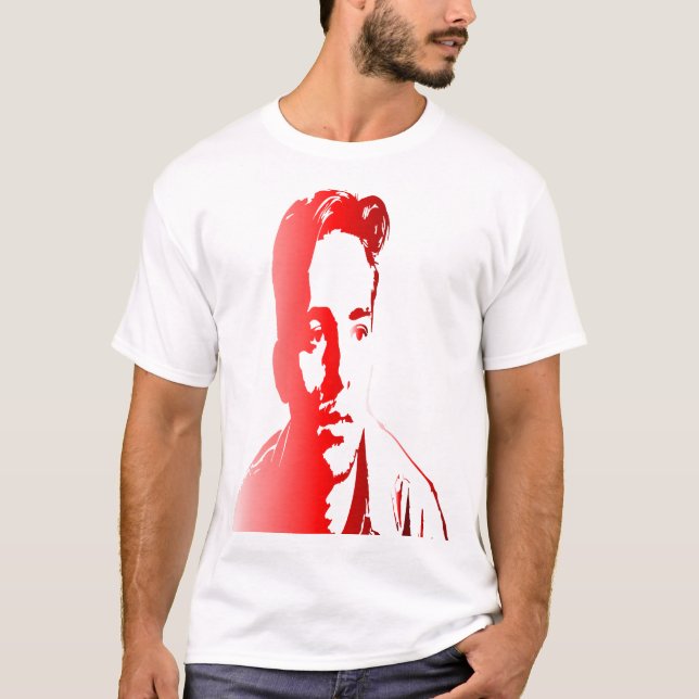 Camiseta um jovem, rendido em tons de vermelho (Frente)