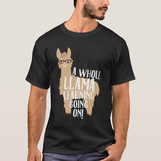 Camiseta Um lama inteiro que aprende ir em professores (Frente)
