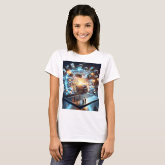 Camiseta um laptop com um carrinho de comprar na parte supe