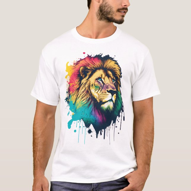 Camiseta Um Leão Colorido (Frente)