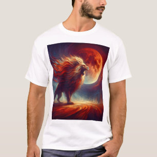 Camiseta Um Leão Majestoso debaixo da Lua do SANGUE.