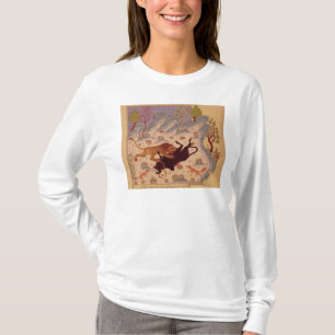 Camiseta Um leão que ataca e que mata uma Bull