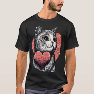 Camiseta Um lindo e adorável gato-Feliz dia de os namorados