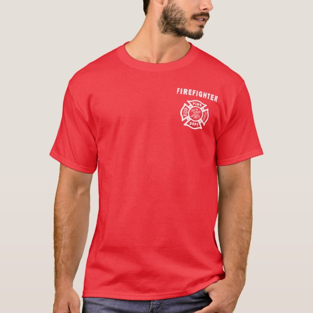 Camiseta Um logotipo do sapador-bombeiro (Frente)