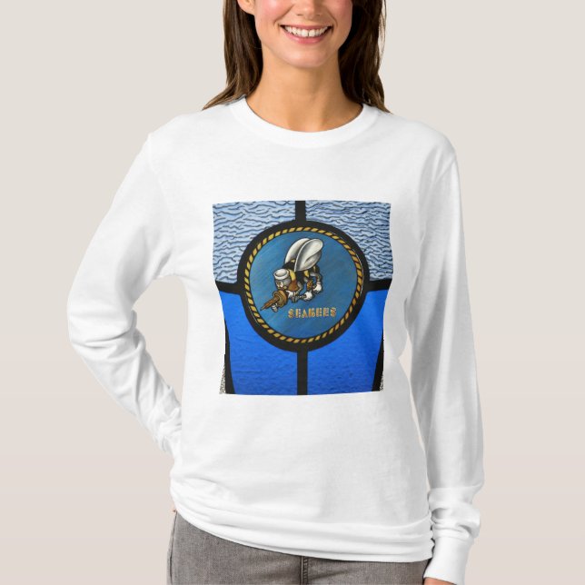 Camiseta Um logotipo do solteiro Seabee (Frente)