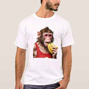 Camiseta Um macaco brincalhão senta-se sobre uma onda vibra
