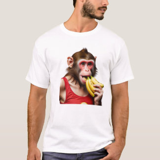 Camiseta Um macaco brincalhão senta-se sobre uma onda vibra