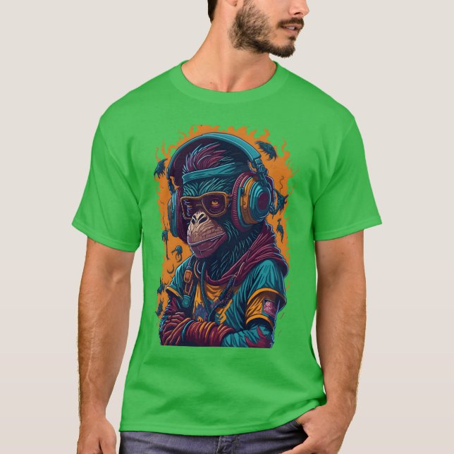 Camiseta Um Macaco Rapper retrô (Frente)