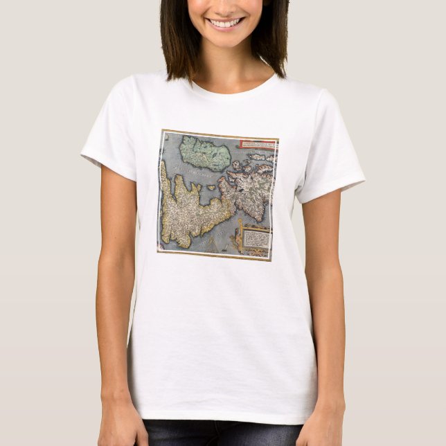 Camiseta Um mapa de Grâ Bretanha | 1587 (Frente)