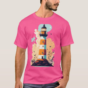 Camiseta Um mashup de farol com arte vetorial cruzada