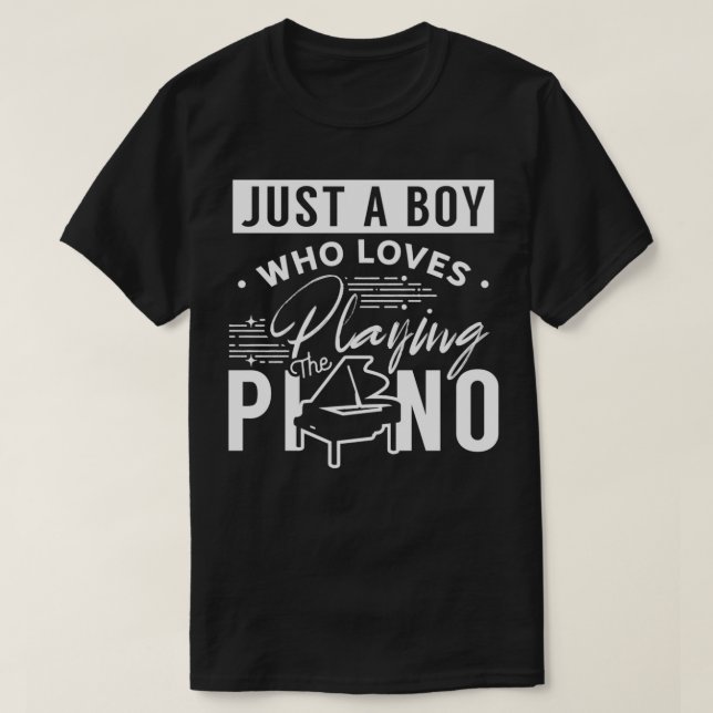 Camiseta Um Menino Que Adora Tocar O Piano (2) (Frente do Design)