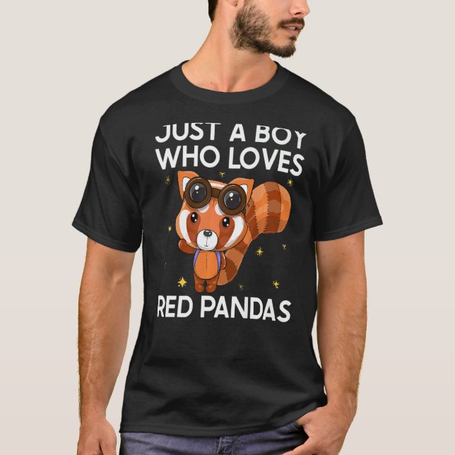Camiseta Um Menino Que Ama Pandas Vermelhas Panda Vermelha  (Frente)
