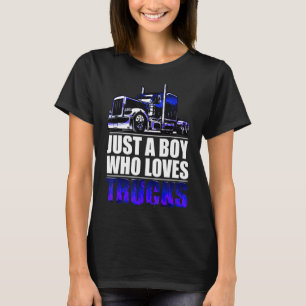 Camiseta um menino que ama Semi Truck, uma grande e incríve