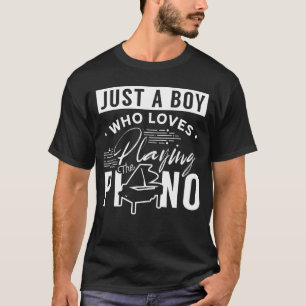 Camiseta Um menino que ama tocar o piano Pianista Músico P