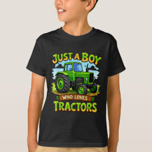 Camiseta Um menino que ama tratores divertido aniversário d