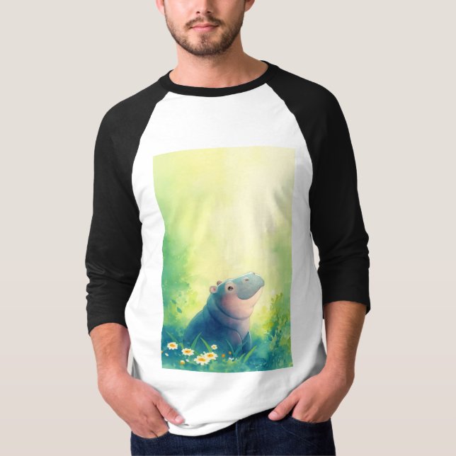Camiseta Um Momento Tranquilo de um Hipopótamo (Frente)