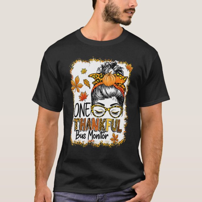 Camiseta Um monitor de barramento agradecido Mensagem Bun F (Frente)