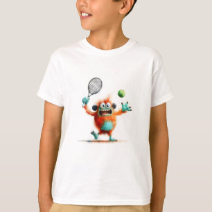 Camiseta Um monstro fofo jogando tênis