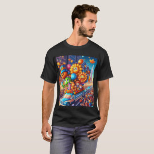 Camiseta um monte de balões que dizem que a palavra é bem-v