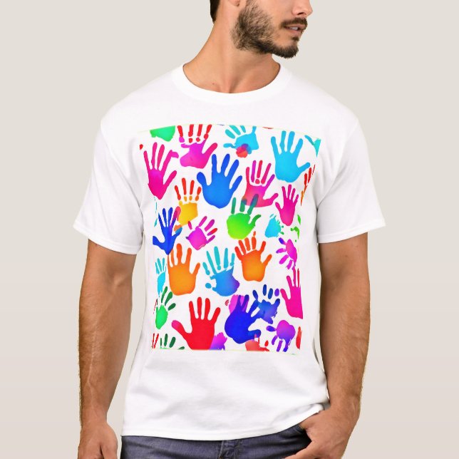 Camiseta Um mundo de mãos em cor (Frente)