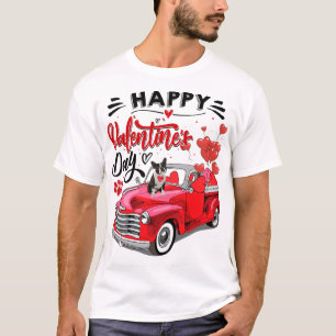 Camiseta Um Namorados Feliz do Cão Vermelho Cachorro de Bos