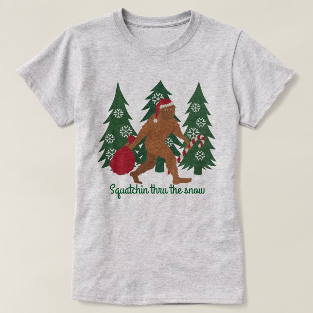 Camiseta Um Natal Squatchin de Squatch do papai noel (Frente do Design)