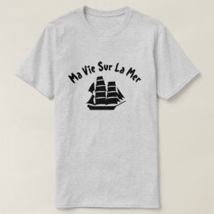 Camiseta Um navio à vela com texto Mãe