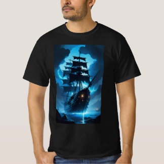 Camiseta um navio fantasma, um navio pirata, um navio enevo