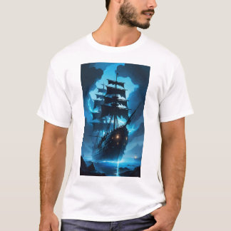 Camiseta um navio fantasma, um navio pirata, um navio enevo
